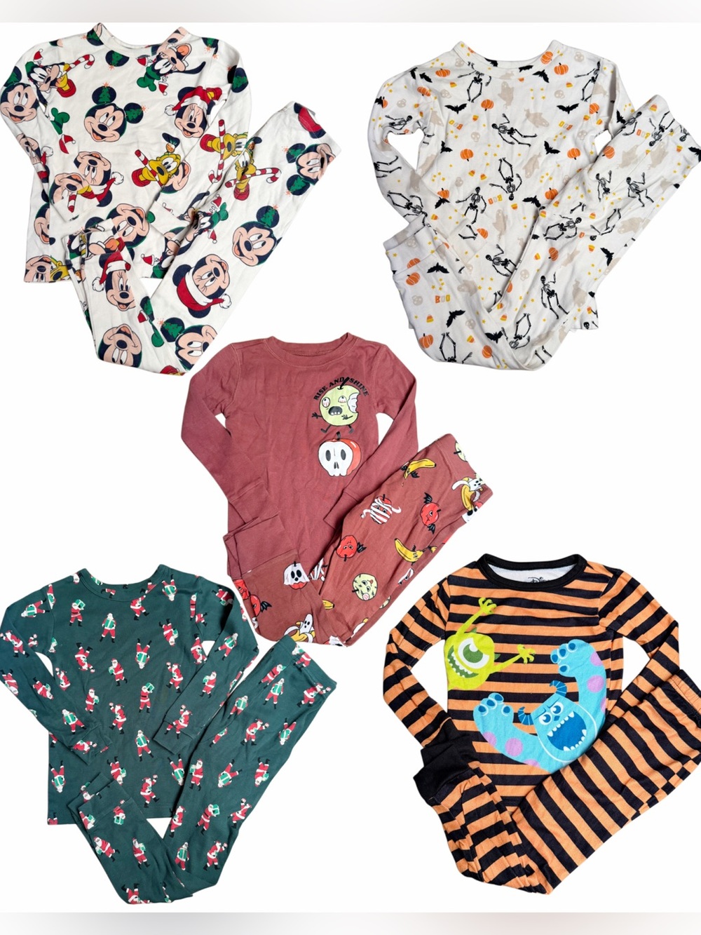 5 Pairs of Halloween and Christmas Pajamas Size 5